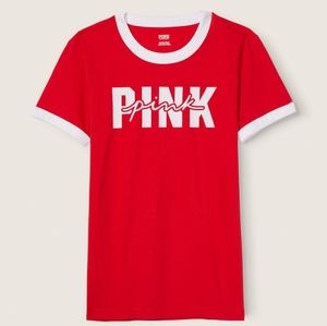 VS PINK campus Ringer Tee size Large NWT